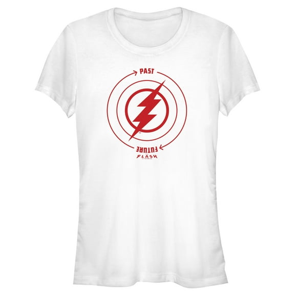 Junior's The Flash Time Travel Lightning Bolt Graphic Tee White X Large