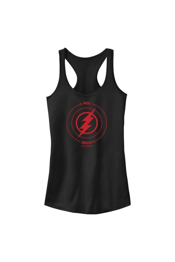 Junior's The Flash Time Travel Lightning Bolt  Racerback Tank Top Black Large