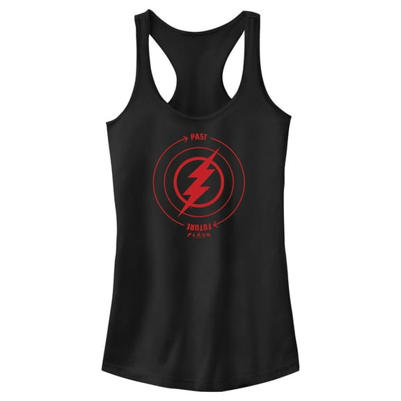 Junior's The Flash Time Travel Lightning Bolt  Racerback Tank Top Black X Small