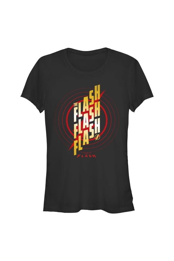 Junior's The Flash Triple Gold Logo Graphic Tee Black Large