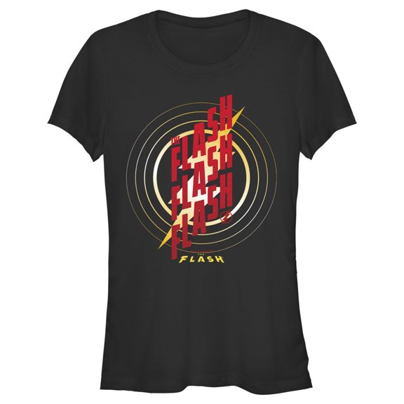Junior's The Flash Triple Red Logo Graphic Tee Black Medium