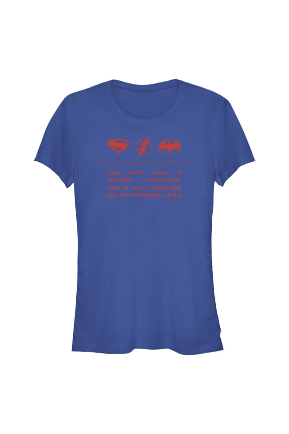 Junior's The Flash Two Idiot Kids Quote Graphic Tee Royal Blue Large