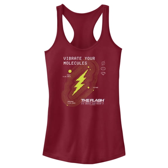 Junior's The Flash Vibrate Your Molecules Racerback Tank Top Scarlet Medium