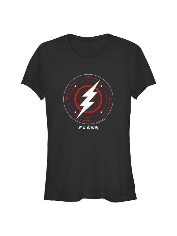Junior's The Flash White Lightning Bolt Stamp Graphic Tee Black X Large