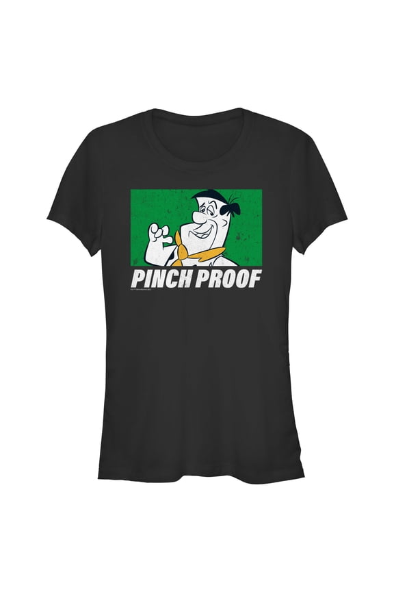 Junior's The Flintstones Fred Pinch Proof  Graphic Tee Black Large