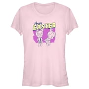 Juniors The Flintstones Pebbles and Bamm-Bamm Happy Easter Graphic Tee Light Pink Medium
