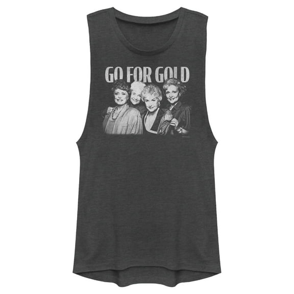 Junior's The Golden Girls Go For Gold Retro Festival Muscle Graphic T-Shirt