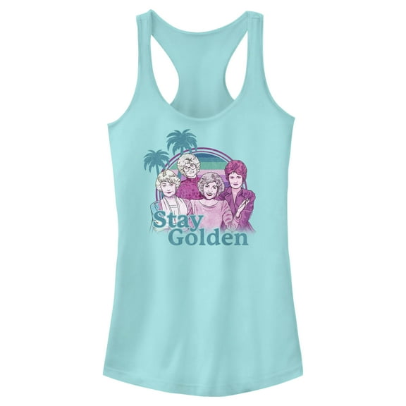 Junior's The Golden Girls Tropical Stay Golden Cartoon  Racerback Tank Top
