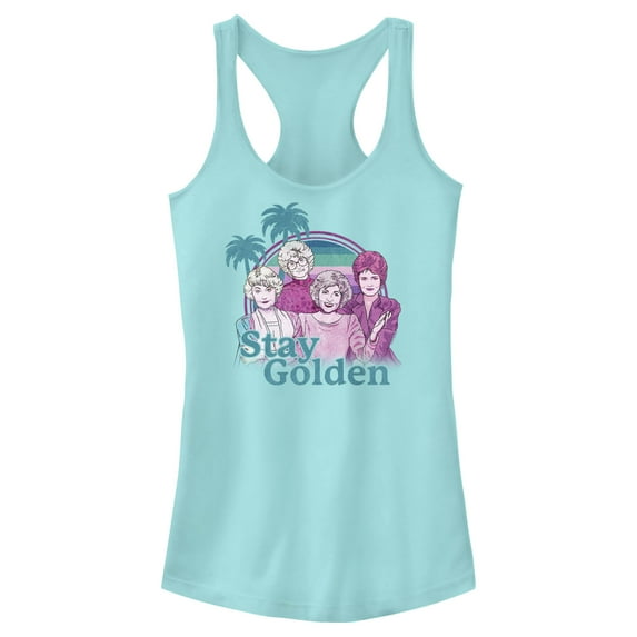 Junior's The Golden Girls Tropical Stay Golden Cartoon Racerback Tank Top
