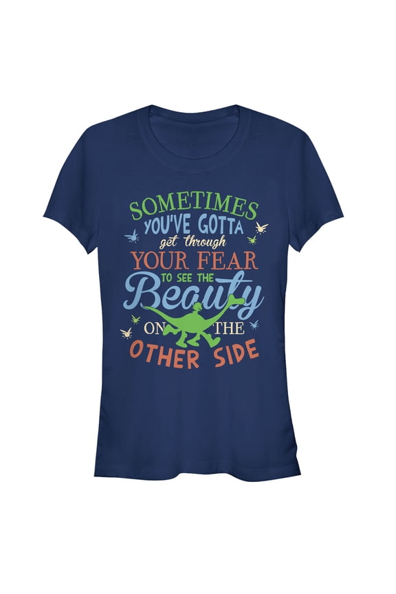 Junior's The Good Dinosaur Beauty on Other Side Graphic Tee Navy Blue Medium