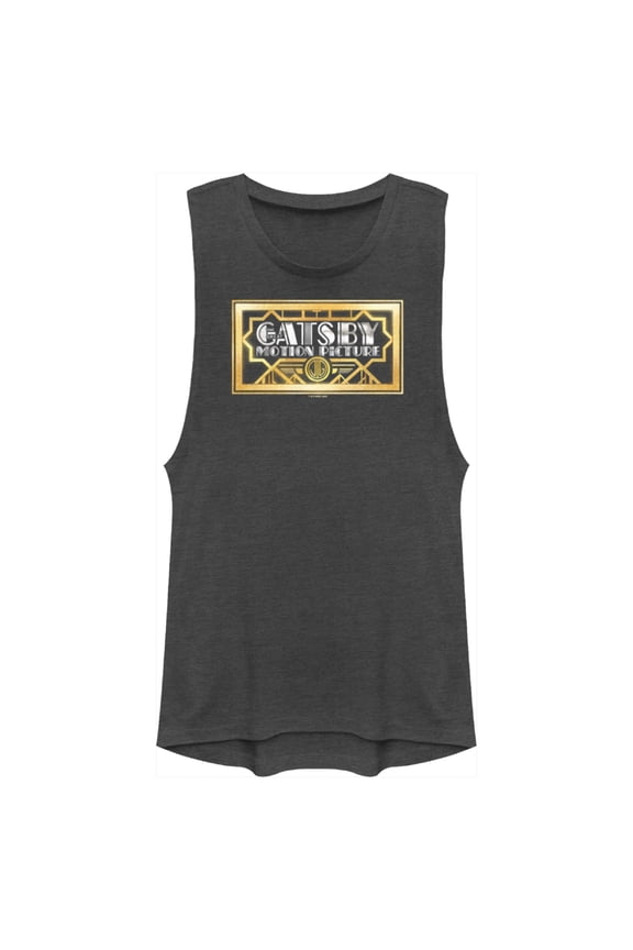 Junior's The Great Gatsby Official Logo Festival Muscle Graphic Tee Charcoal Small