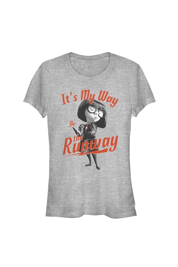 Junior's The Incredibles 2 Edna Mode My Way or Runway  Graphic Tee Athletic Heather Medium