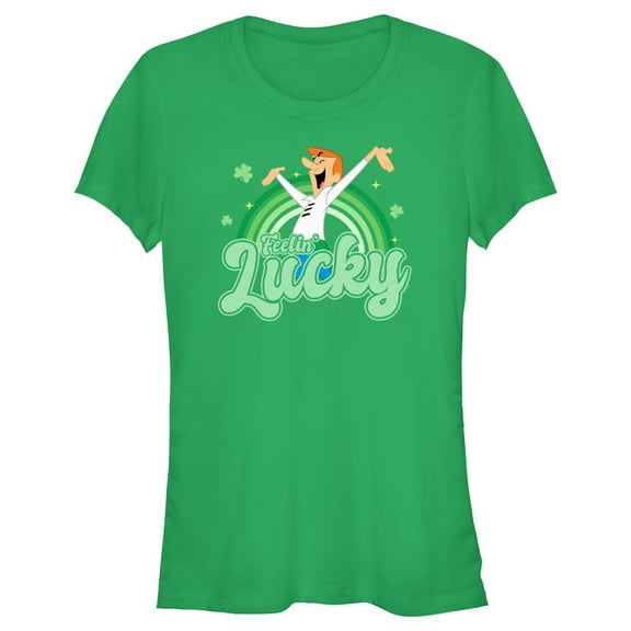 Junior's The Jetsons George Feelin' Lucky  Graphic Tee Kelly Green Medium