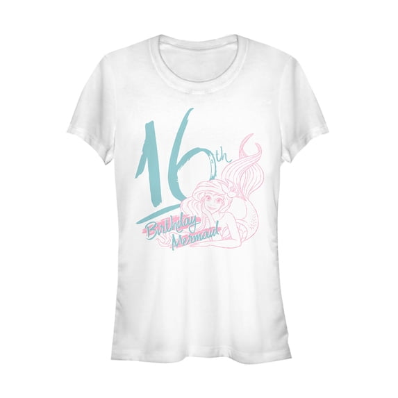 Junior's The Little Mermaid Ariel 16th Birthday Graphic Tee White 2X Large