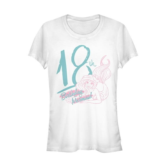 Junior's The Little Mermaid Ariel 18th Birthday  Graphic Tee White Medium