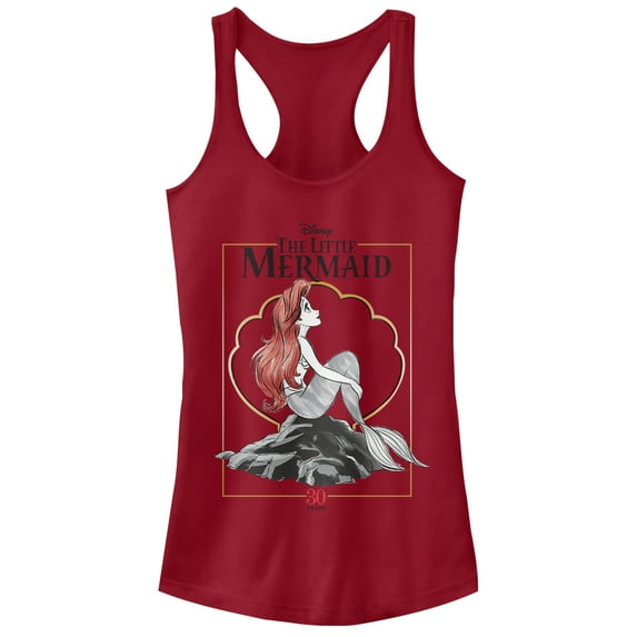 Junior's The Little Mermaid Ariel 30th Anniversary Racerback Tank Top Scarlet Medium