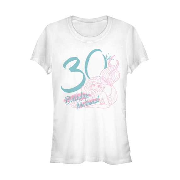 Junior's The Little Mermaid Ariel 30th Birthday Graphic Tee White Medium
