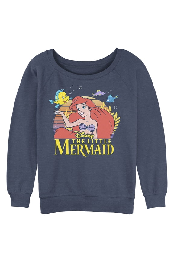 Junior's The Little Mermaid Ariel Classic Sweatshirt Blue Heather 2X Large