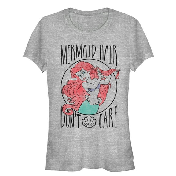 Junior's The Little Mermaid Ariel Hair Don't Care  Graphic Tee Athletic Heather X Large