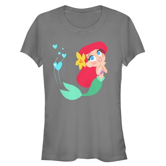 Junior's The Little Mermaid Ariel Love Graphic Tee Charcoal Large