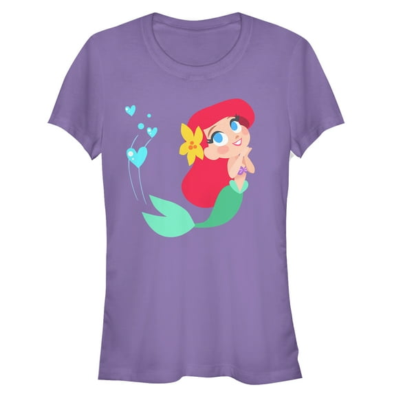 Junior's The Little Mermaid Ariel Love Graphic Tee Purple Large