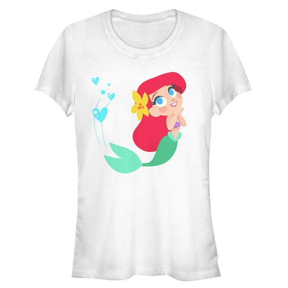 Junior's The Little Mermaid Ariel Love Graphic Tee White Small
