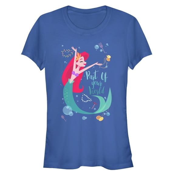 Junior's The Little Mermaid Ariel Part of Your World Dance Graphic Tee Royal Blue Large