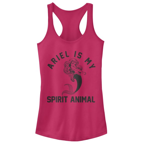 Junior's The Little Mermaid Ariel Spirit Animal Racerback Tank Top Dark Pink Medium