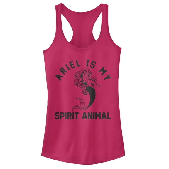 Junior's The Little Mermaid Ariel Spirit Animal Racerback Tank Top Dark Pink X Small