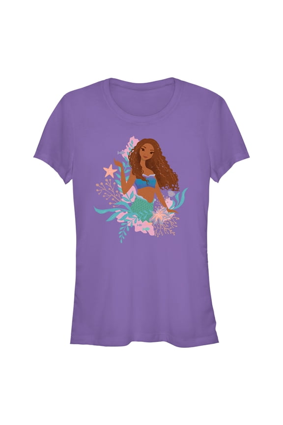 Junior's The Little Mermaid Ariel Wave Graphic Tee Purple Medium