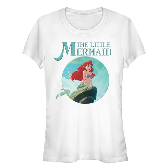 Junior's The Little Mermaid Ariel Wave Graphic Tee White Medium