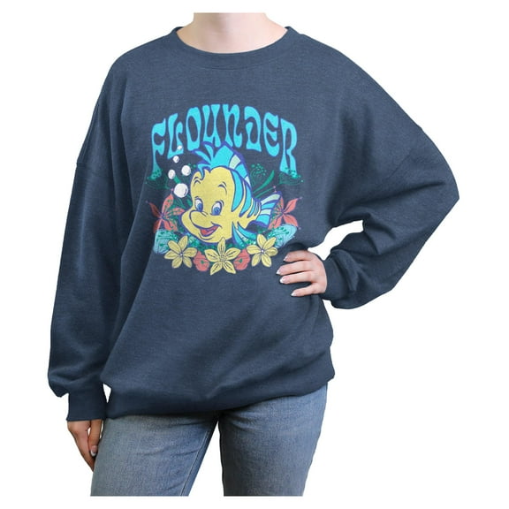 Junior's The Little Mermaid Floral Flounder Sweatshirt