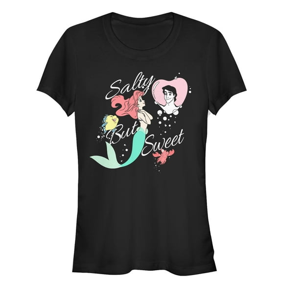 Junior's The Little Mermaid Salty and Sweet Graphic Tee Black Large