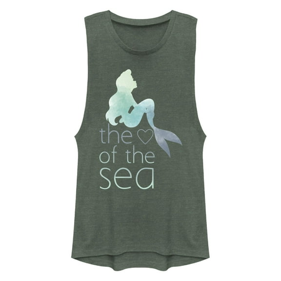 Junior's The Little Mermaid The Little Mermaid Ariel Heart of Sea  Festival Muscle Graphic T-Shirt