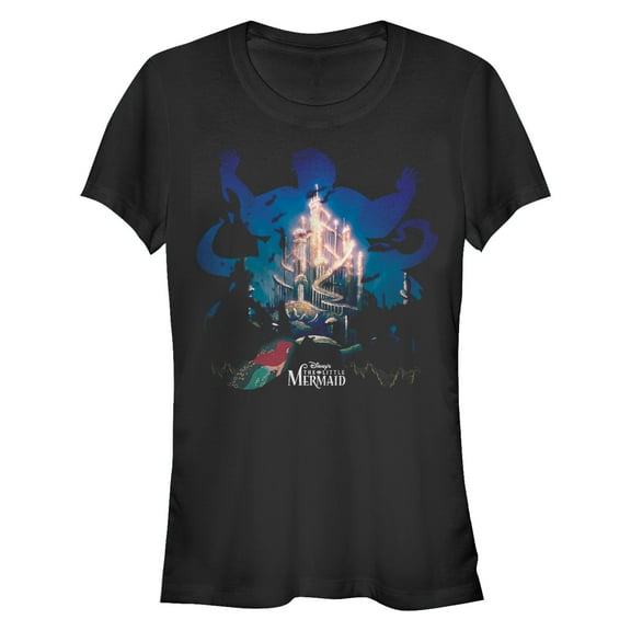 Junior's The Little Mermaid Ursula Silhouette Graphic Tee Black Large