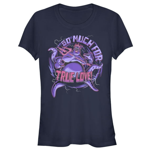 Junior's The Little Mermaid Ursula Trident So Much For True Love Graphic Tee Navy Blue X Large