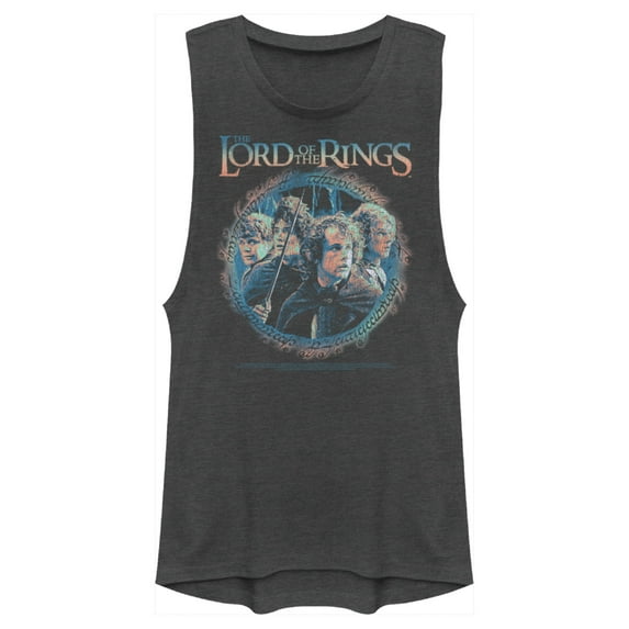 Junior's The Lord of the Rings Fellowship of the Ring Distressed Character Ring Festival Muscle Graphic Tee Charcoal X Small