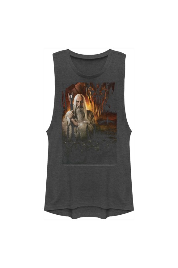 Junior's The Lord of the Rings Fellowship of the Ring Evil Saruman Festival Muscle Graphic Tee Charcoal 2X Large