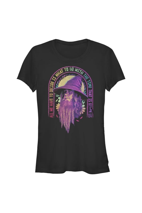 Junior's The Lord of the Rings Fellowship of the Ring Gandalf All We Have to Decide  Graphic Tee Black 2X Large