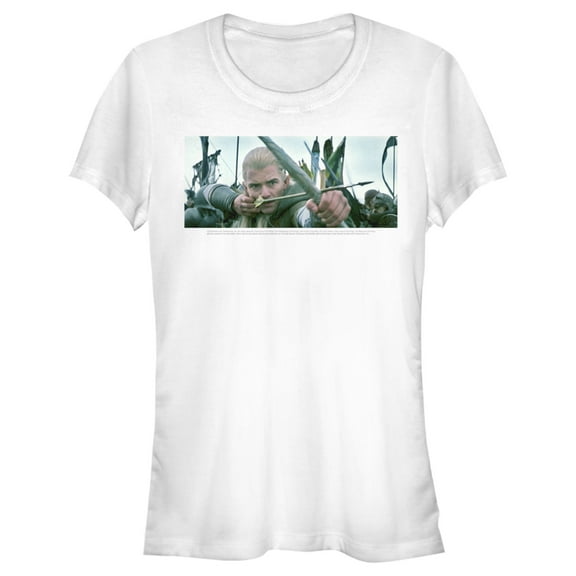 Junior's The Lord of the Rings Fellowship of the Ring Legolas Bow and Arrow  Graphic Tee White Small