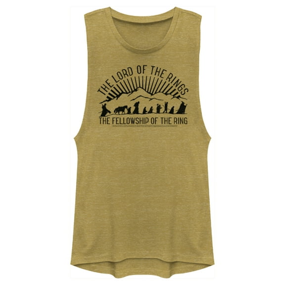 Junior's The Lord of the Rings Fellowship of the Ring Mountain Silhouettes  Festival Muscle Graphic Tee Gold Heather Medium