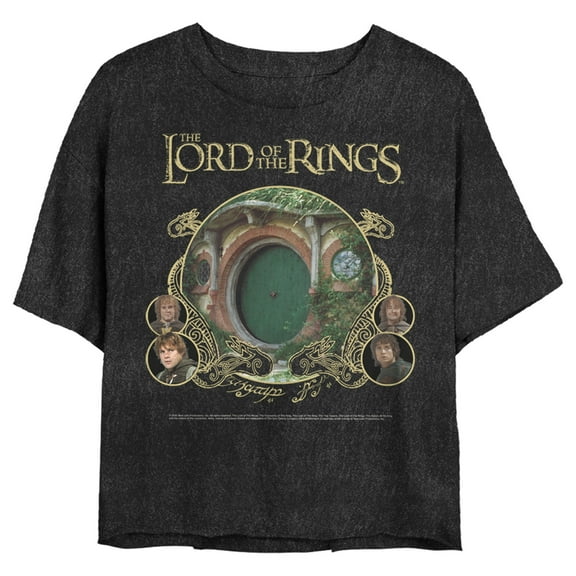 Junior's The Lord of the Rings Fellowship of the Ring The Shire Circles Crop Graphic Tee Black X Large