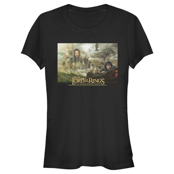 Junior's The Lord of the Rings Fellowship of the Ring Trilogy Movie Poster  Graphic Tee Black Medium