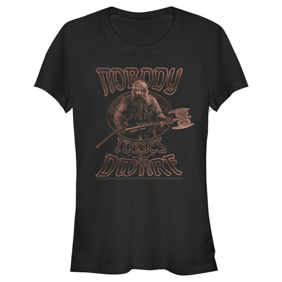Junior's The Lord of the Rings Gimli Nobody Tosses a Dwarf  Graphic Tee Black 2X Large