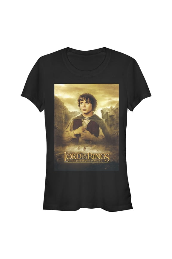 Junior's The Lord of the Rings Two Towers Frodo Movie Poster Graphic Tee Black Medium