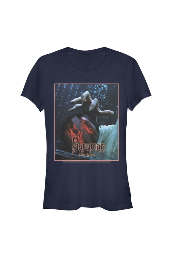 Junior's The Lord of the Rings Two Towers Saruman Wicked Hand  Graphic Tee Navy Blue Small