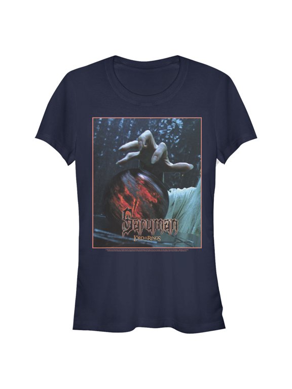 Junior's The Lord of the Rings Two Towers Saruman Wicked Hand Graphic Tee Navy Blue X Large
