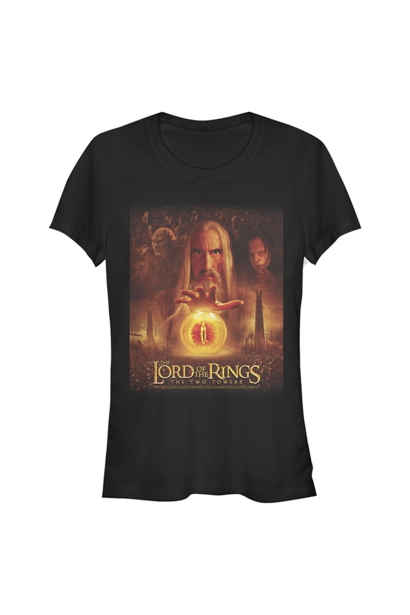 Junior's The Lord of the Rings Two Towers Saruman and the Eye of Sauron Graphic Tee Black Medium