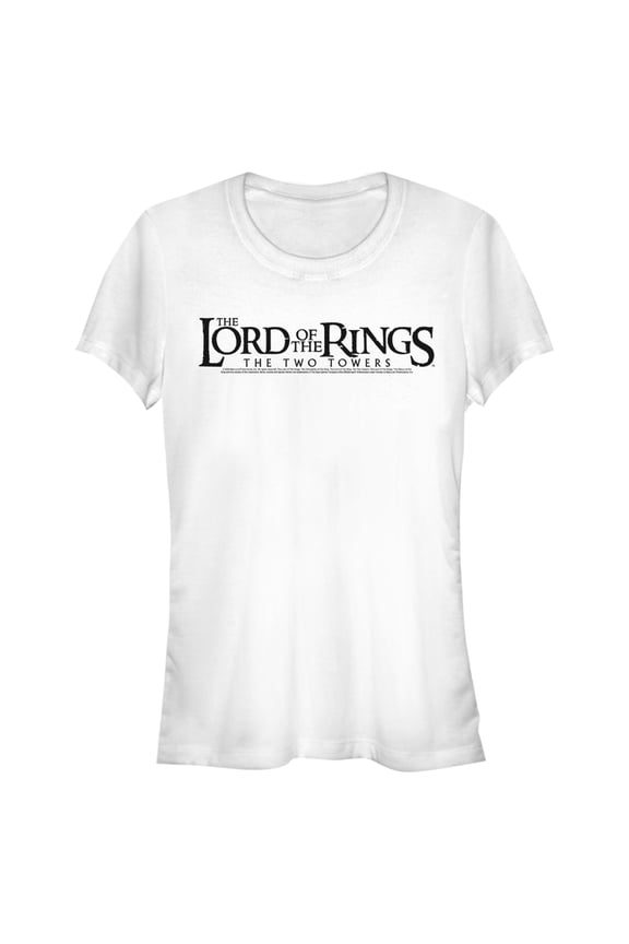 Junior's The Lord of the Rings Two Towers Small Logo  Graphic Tee White Small