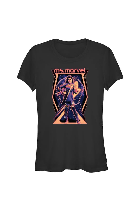 Junior's The Marvels Ms. Marvel Portrait Graphic Tee Black Small